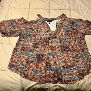 A. Byer Multicolor Geometric Women's Blouse